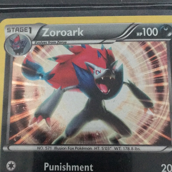 RARE Stage 1 Pokémon Zoroark HP 100 Punishment Snarl BW19 - Picture 2 of 6